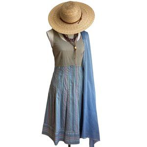 Tandem Cotton Country Striped Midi Dress Size XS